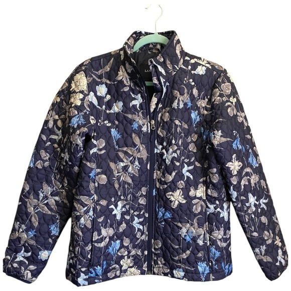 Lands' End Jackets & Blazers - Lands End Packable Primaloft Insulated Blue Floral Jacket Size M (10/12)